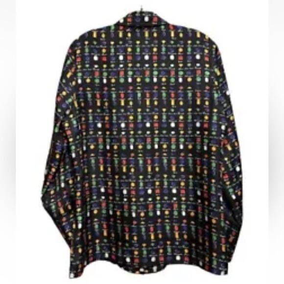 Vintage LAURÈL by Escada Silk Blouse Womens US 6 EU 38 Gemstone Print Black vtg - Picture 3 of 14